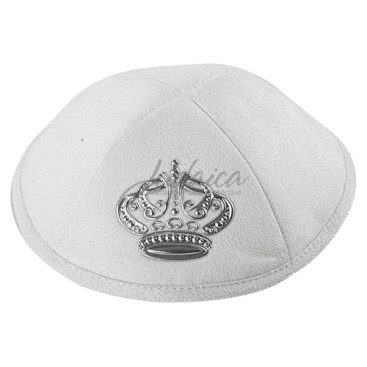 Кипа замшевая белая "Golden Crown"
