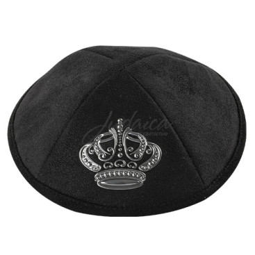 Кипа замшевая черная "Silver Crown"