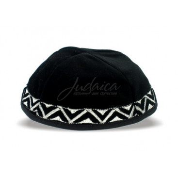 Кипа бархатная "Зигзаги"