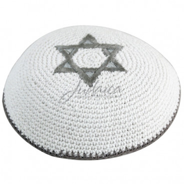 Кипа вязаная "Звезда Давида" серая
