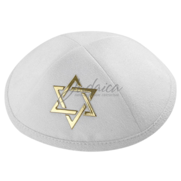 Кіпа замшева біла "Golden Megan David"