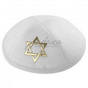 Кипа замшевая белая "Golden Megan David"
