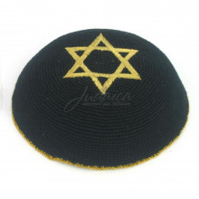 Кипа вязаная черная "Звезда Давида" (золотая) Кипа вязаная черная "Звезда Давида" (золотая)