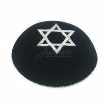 Кипа черная "Звезда Давида" (серебро) Кипа черная "Звезда Давида" (серебро)