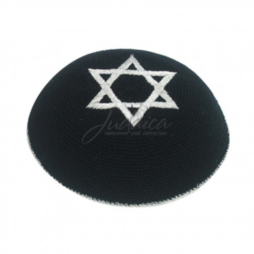 Кипа черная "Звезда Давида" (серебро)